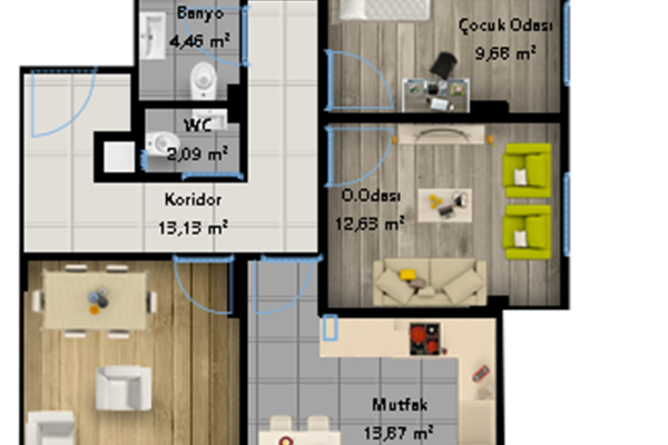 daire planı 3+1