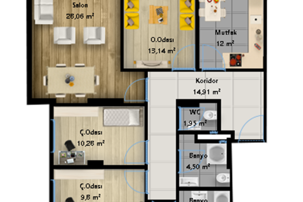 daire planı 4+1